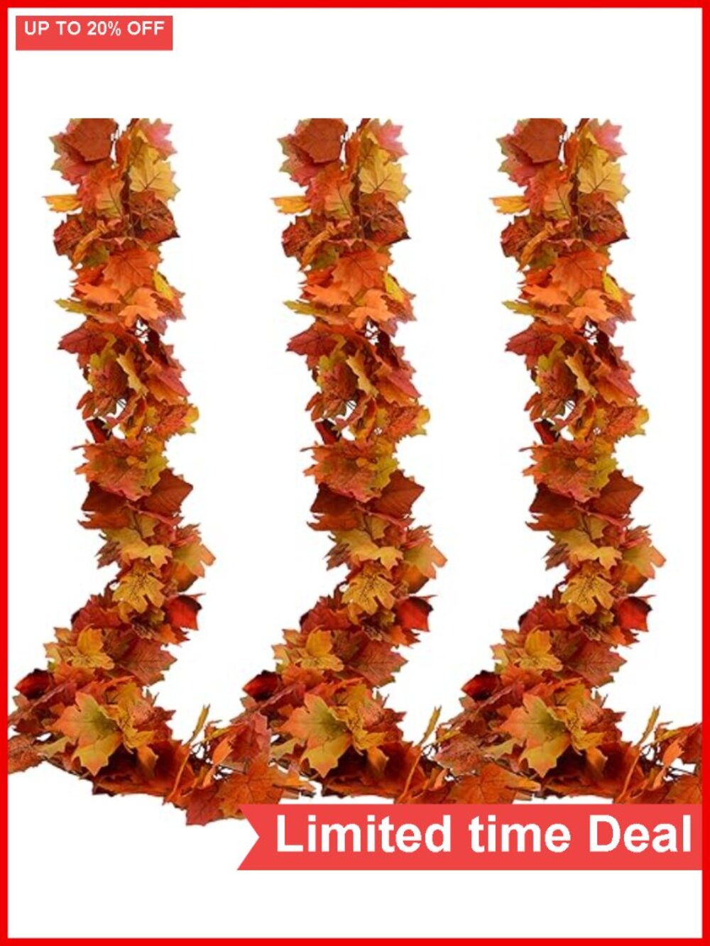 Artificial Maple Leaf Fall Garland 5.9ft Thanksgiving Mantel Decor